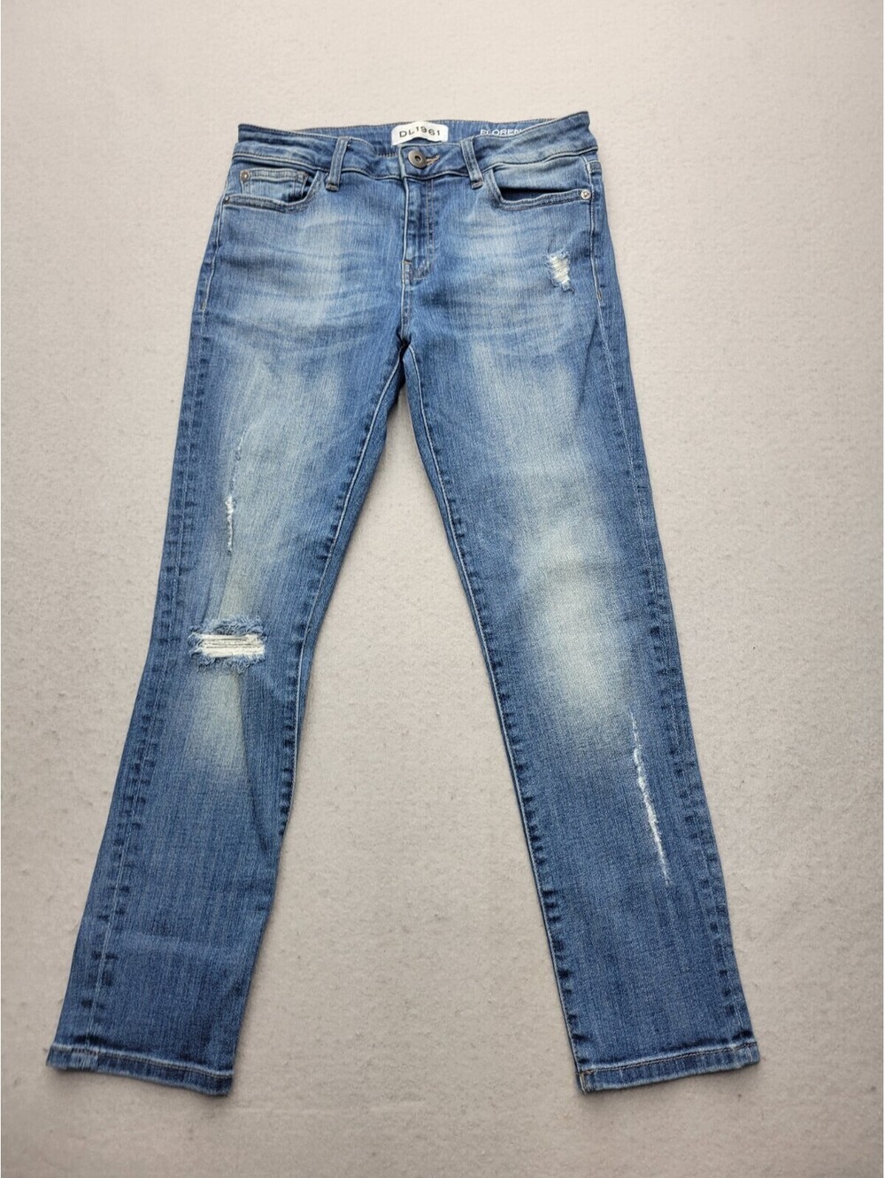 DL1961 WomenJeans28 Jeans BlueCropped Medium Wash Cotton Blend Mid Rise Ripped
